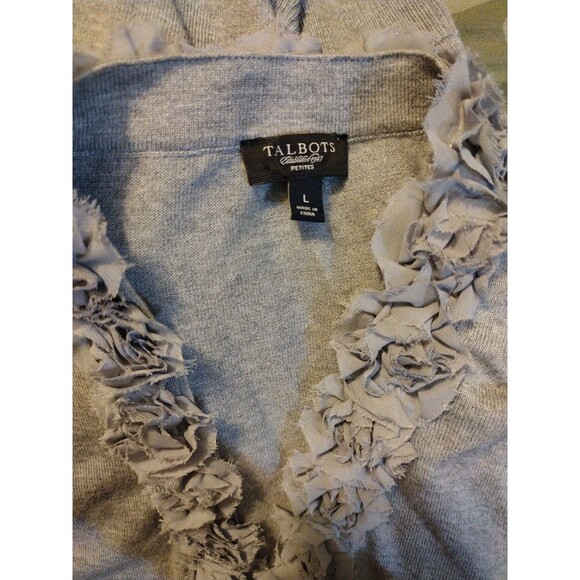 Talbots Long Sleeve V-neck Raised Floral Sweater Snap-up Front Size Lp Women's.. - Picture 3 of 9